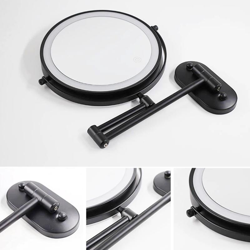 Black Magnifying Makeup Vanity Mirror with Rechargeable LED
