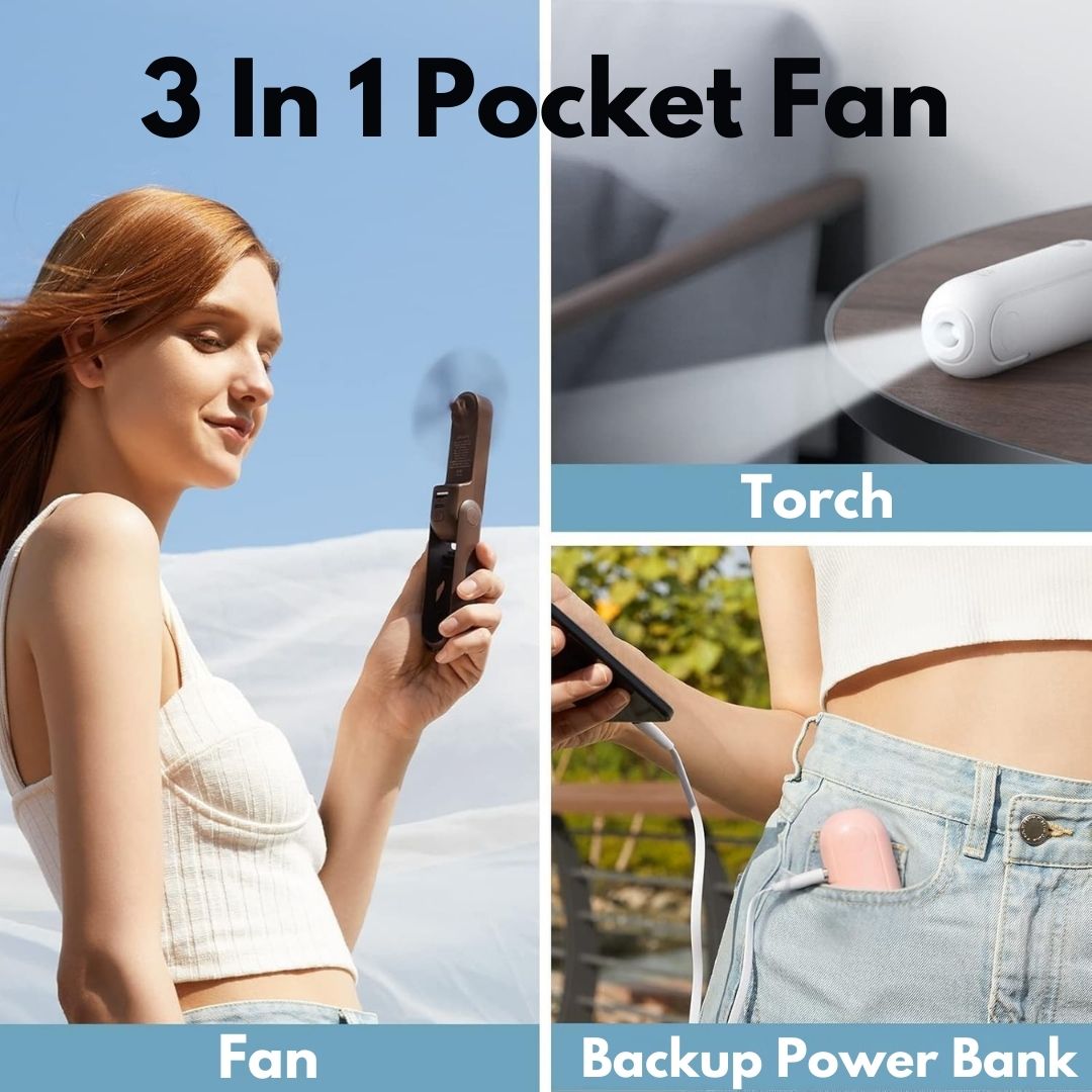 BreezyGo 3-In-1 Travel Mini Fan With LED And USB Power