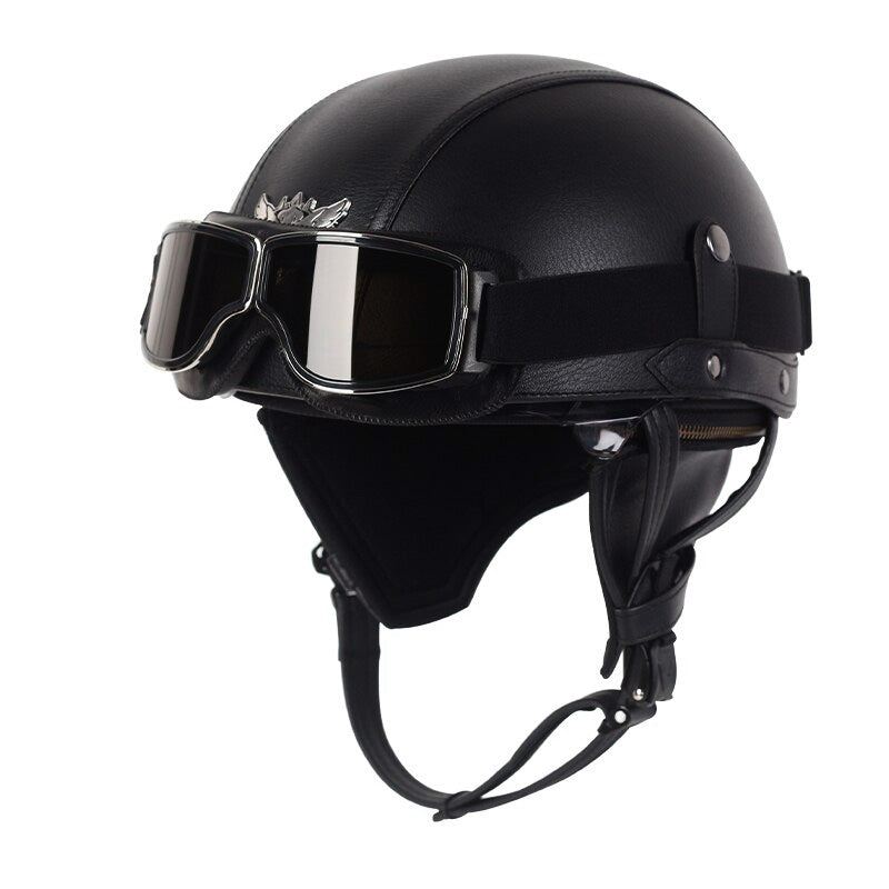 AeroGuard Vintage Moto Helmet With DOT Safety And UV Shield