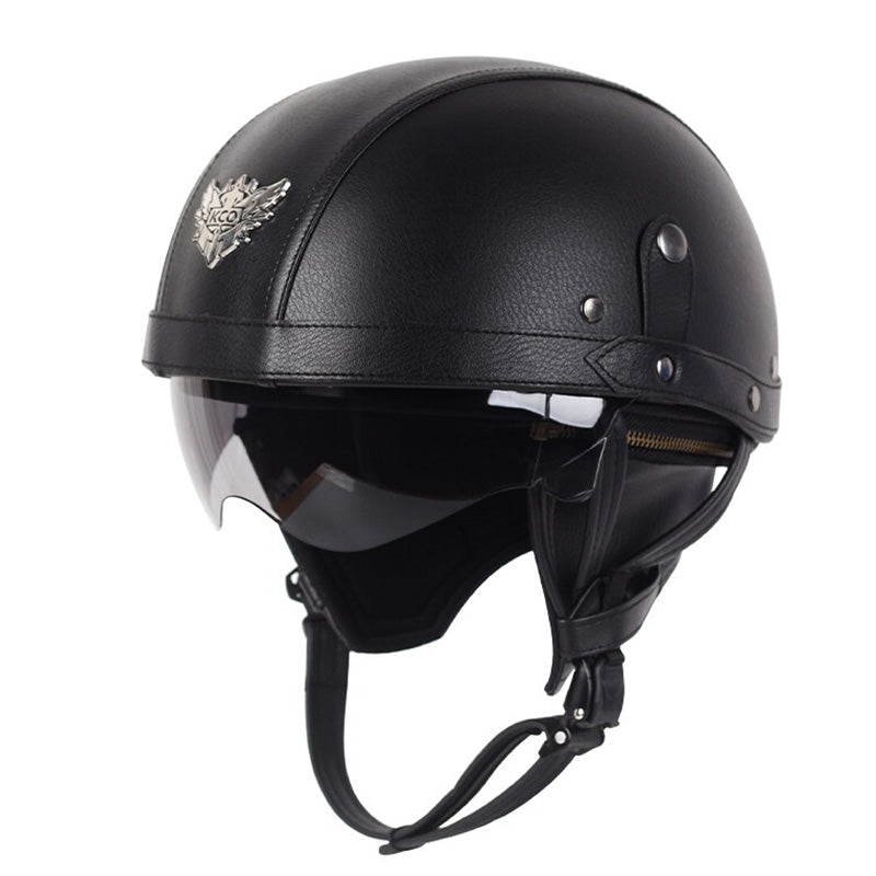 AeroGuard Vintage Moto Helmet With DOT Safety And UV Shield