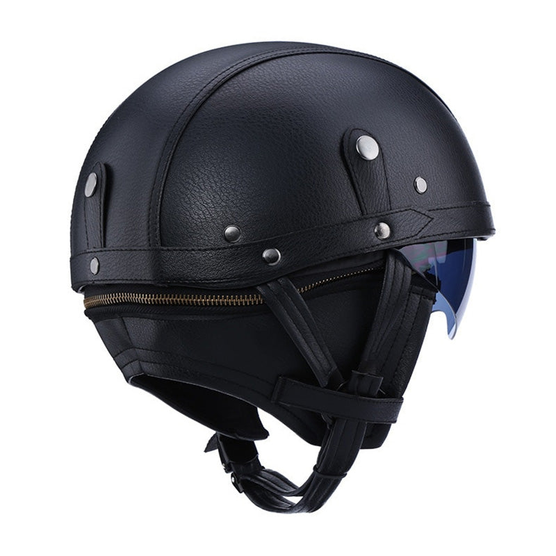 AeroGuard Vintage Moto Helmet With DOT Safety And UV Shield