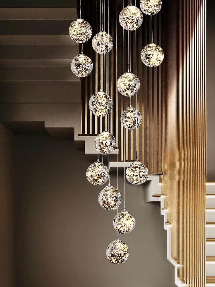 AuroraNova Glass Ball Staircase Chandelier for Stairs