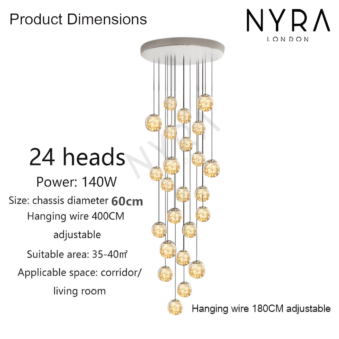 AuroraNova Glass Ball Staircase Chandelier for Stairs
