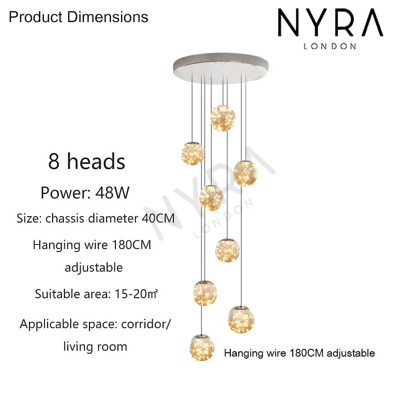 AuroraNova Glass Ball Staircase Chandelier for Stairs