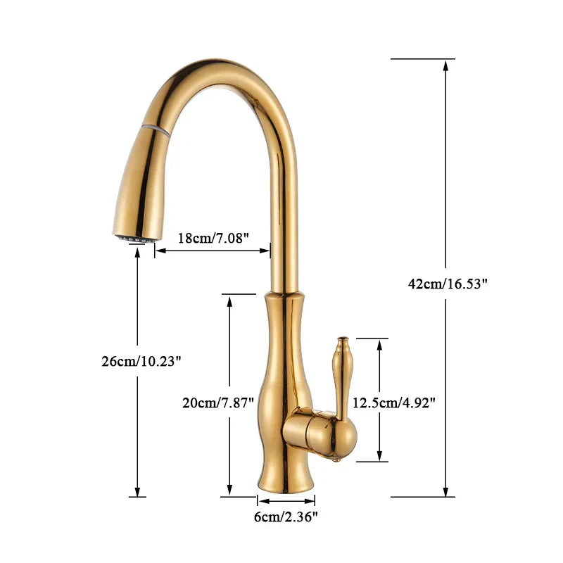 AuroraGleam Gold Kitchen Faucet With Pull-Out Spray