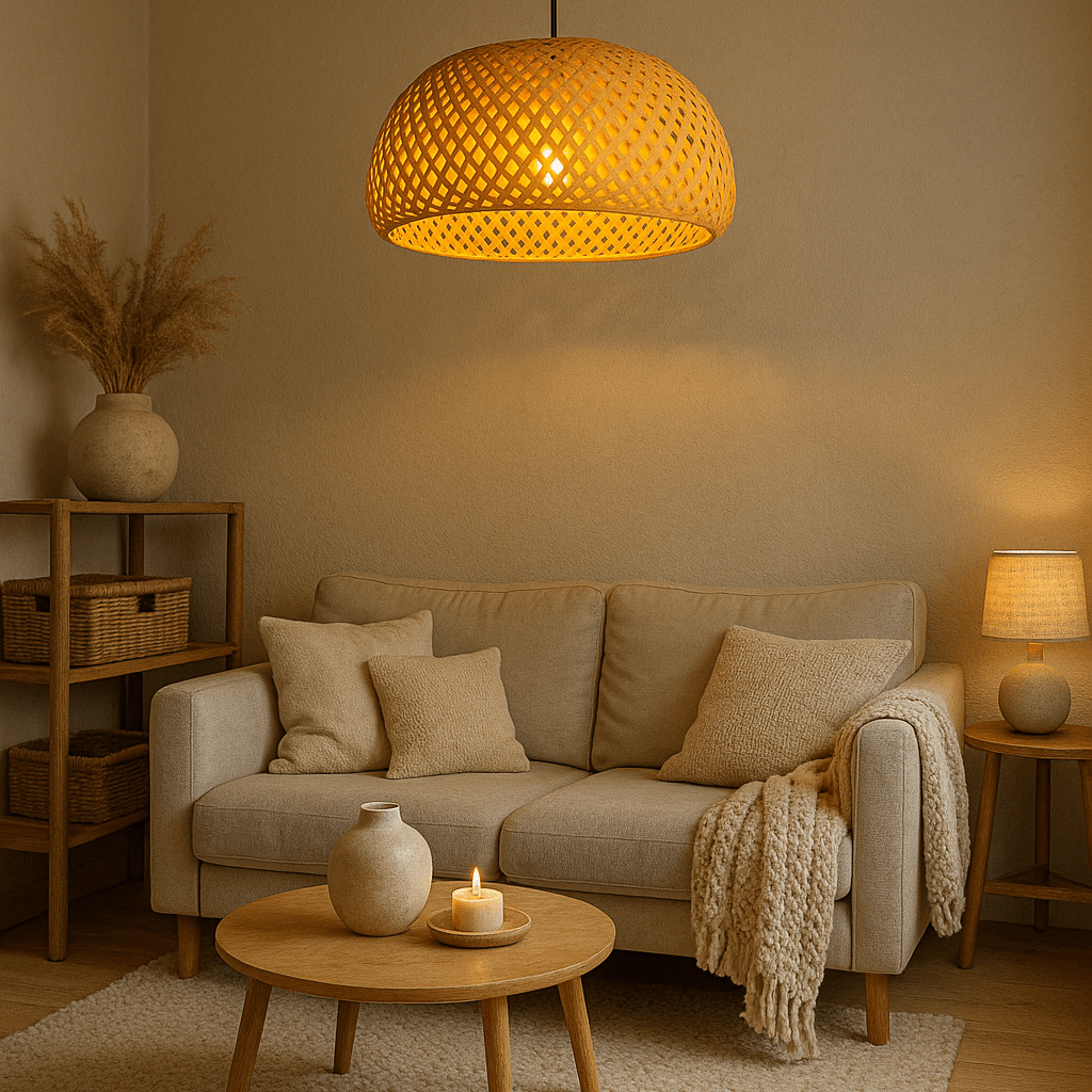 Hanging Rattan Pendant Light – Handmade Bamboo Lamp for Cozy Home Décor, Eco-Friendly Design 2