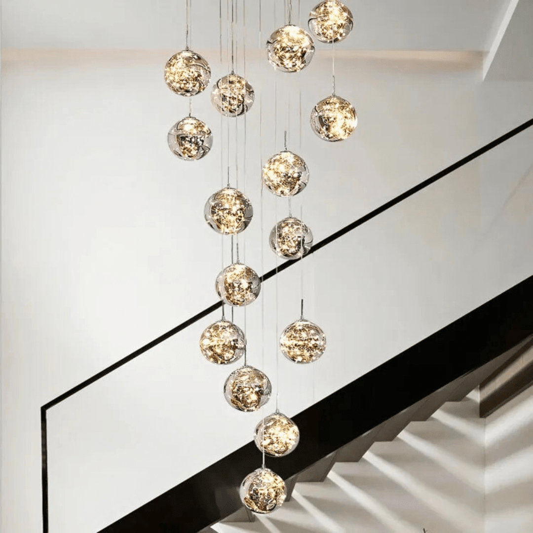 AuroraNova Glass Ball Staircase Chandelier for Stairs