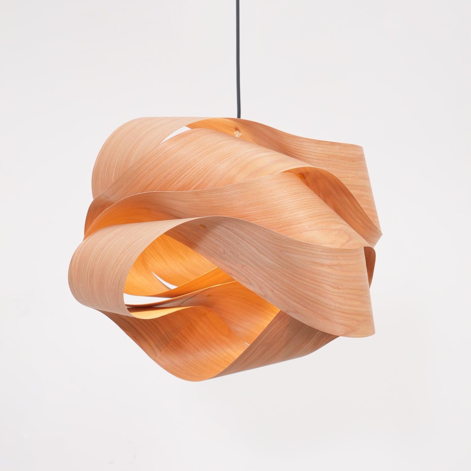 AuroraOak Handcrafted Wood Grain Pendant Lamp for Living