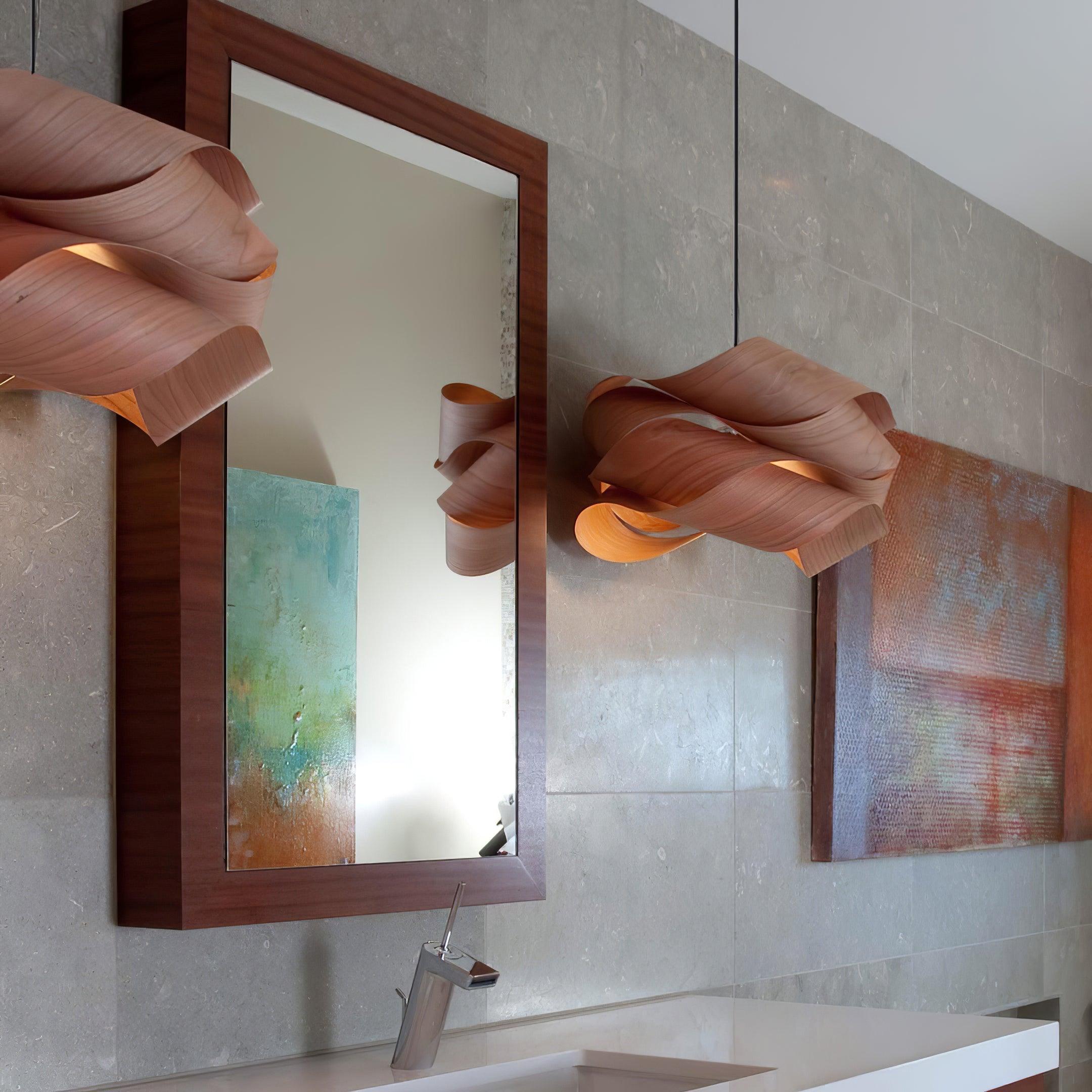 AuroraOak Handcrafted Wood Grain Pendant Lamp for Living