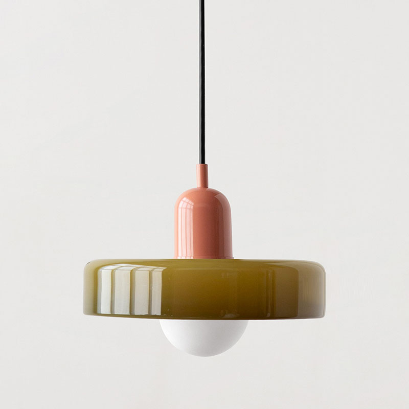 Modern Bauhaus Glass Pendant Light – Adjustable Height Kitchen Pendant Lighting in White, Orange, or Green, 25/35 cm 22