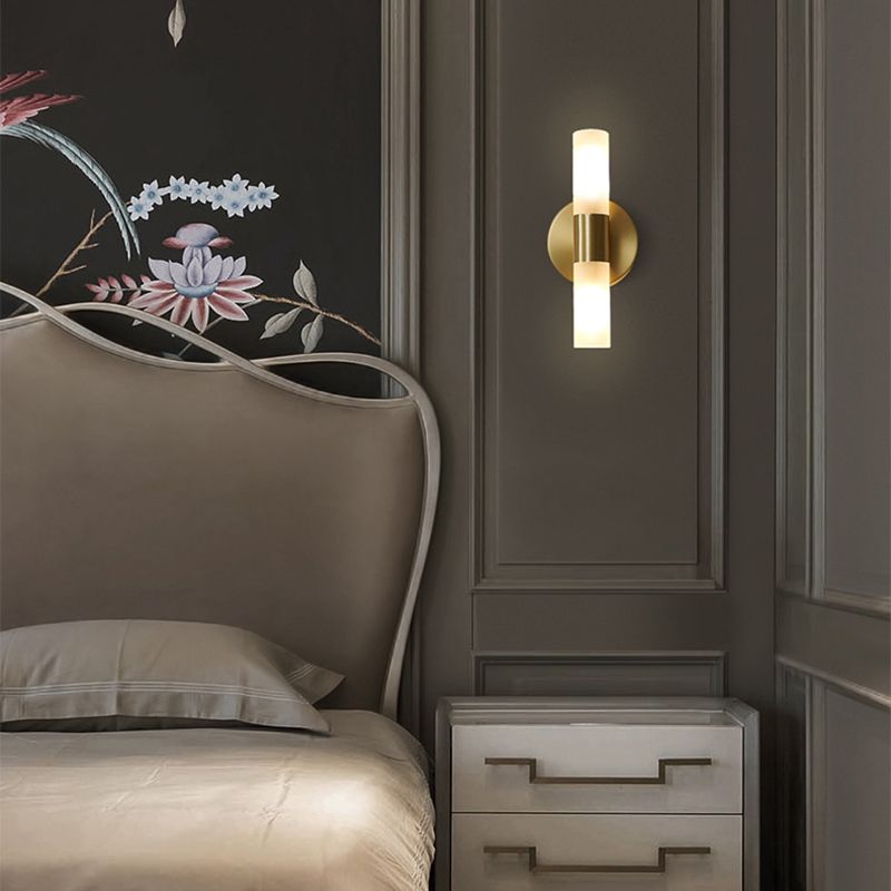 Aurelia Gold Wall Sconce With Frosted Glass LED Lighting
