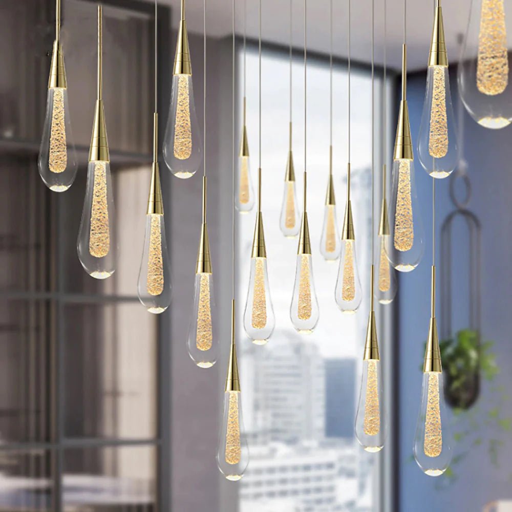 Modern LED Droplet Pendant Light – Elegant Glass and Iron Design for Kitchen and Dining Spaces 5
