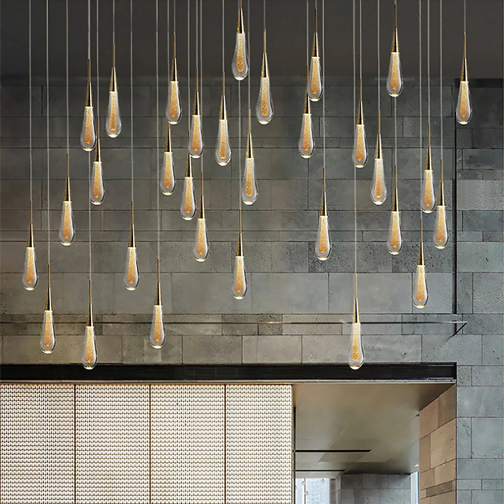 Modern LED Droplet Pendant Light – Elegant Glass and Iron Design for Kitchen and Dining Spaces 6