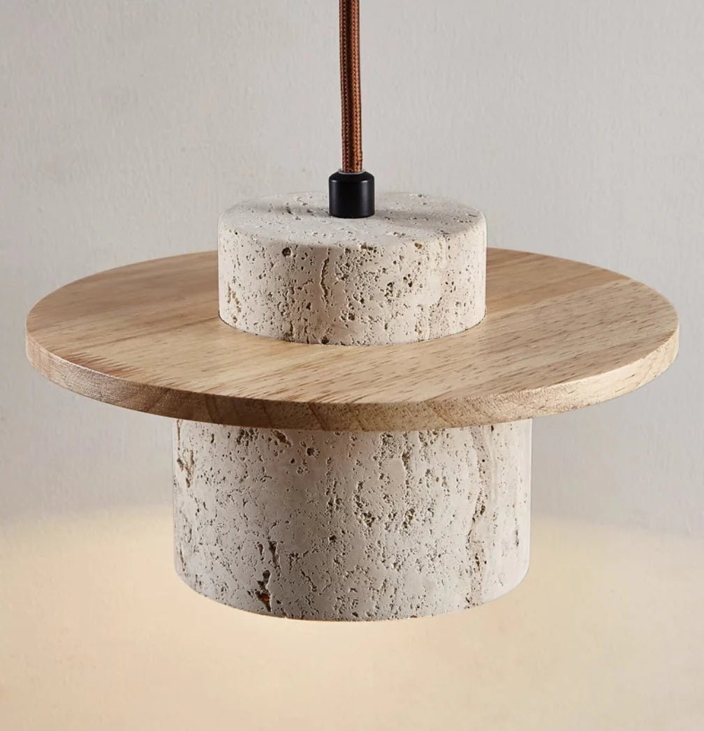 Natural Travertine Stone Pendant Light with Adjustable Cord – Elegant Kitchen Hanging Light for Modern Interiors 2