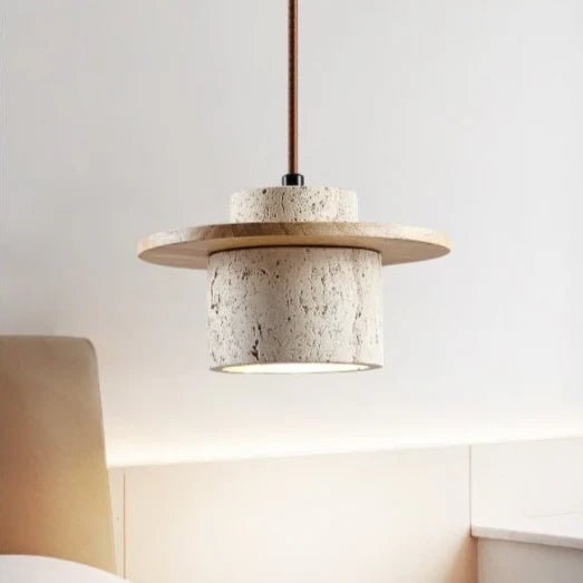 Natural Travertine Stone Pendant Light with Adjustable Cord – Elegant Kitchen Hanging Light for Modern Interiors 5