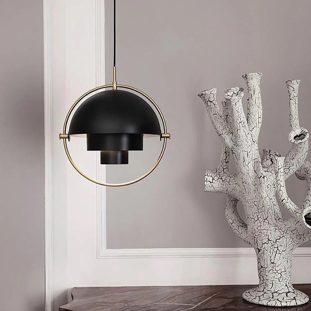 Scandinavian Multi-Tier Black Pendant Light – Elegant Kitchen Hanging Fixture with Layered Metal Shades 1
