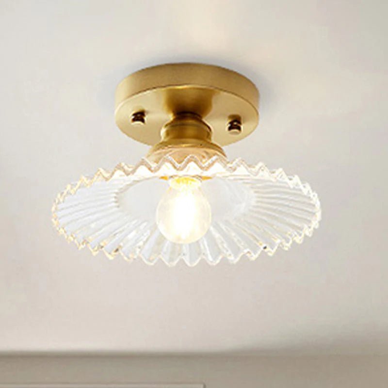 Vintage Ribbed Glass Ceiling Light Fixture – Semi-Flush Design for Dining Room and Modern Interiors 2