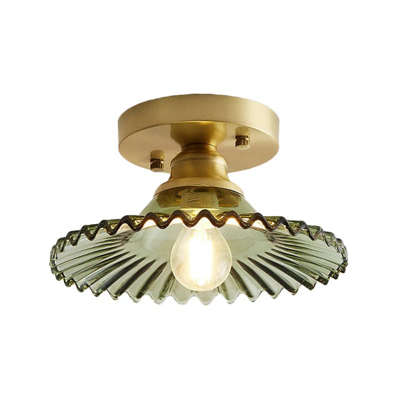 Vintage Ribbed Glass Ceiling Light Fixture – Semi-Flush Design for Dining Room and Modern Interiors 4