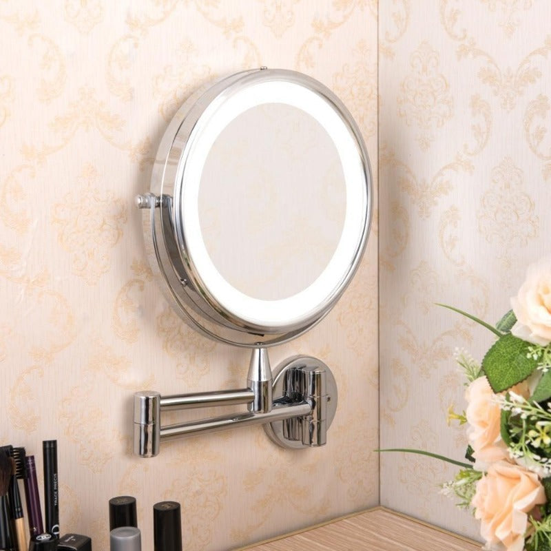 Adjustable LED Makeup and Bathroom Mirror with Dual Arm