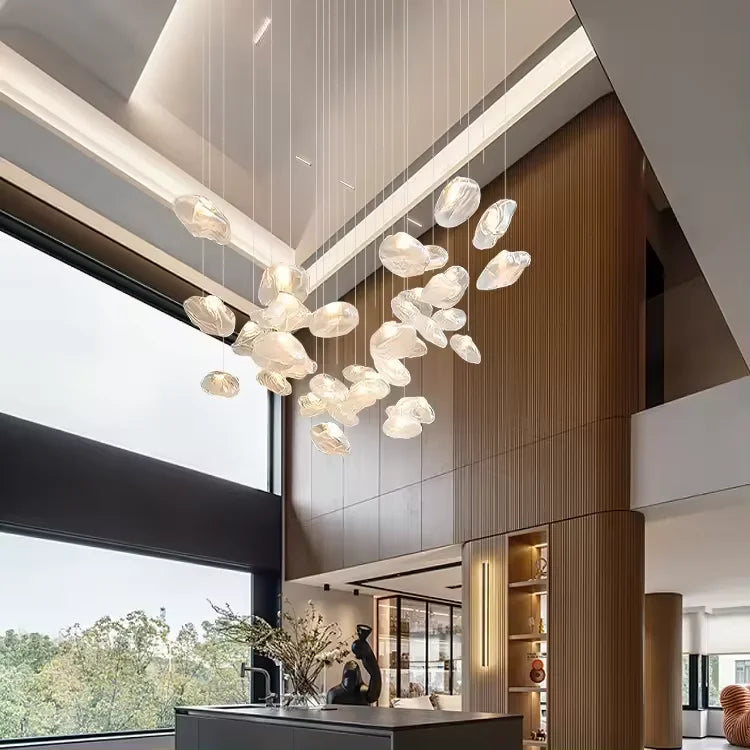 Aurora Cascade Glass Chandelier with Aluminum Frame