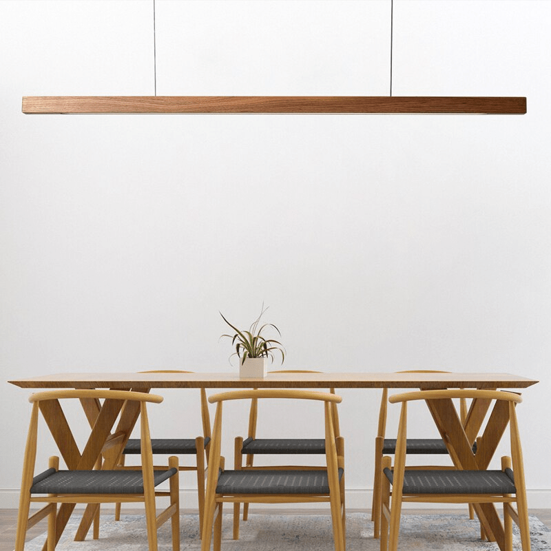 Alderon | LED Wooden Pendant Light, Adjustable Height