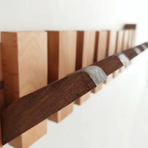 AriaWood Piano Coat Rack In Wood, Artistic Hallway Wall Hanger For Coats Hats And Scarves
