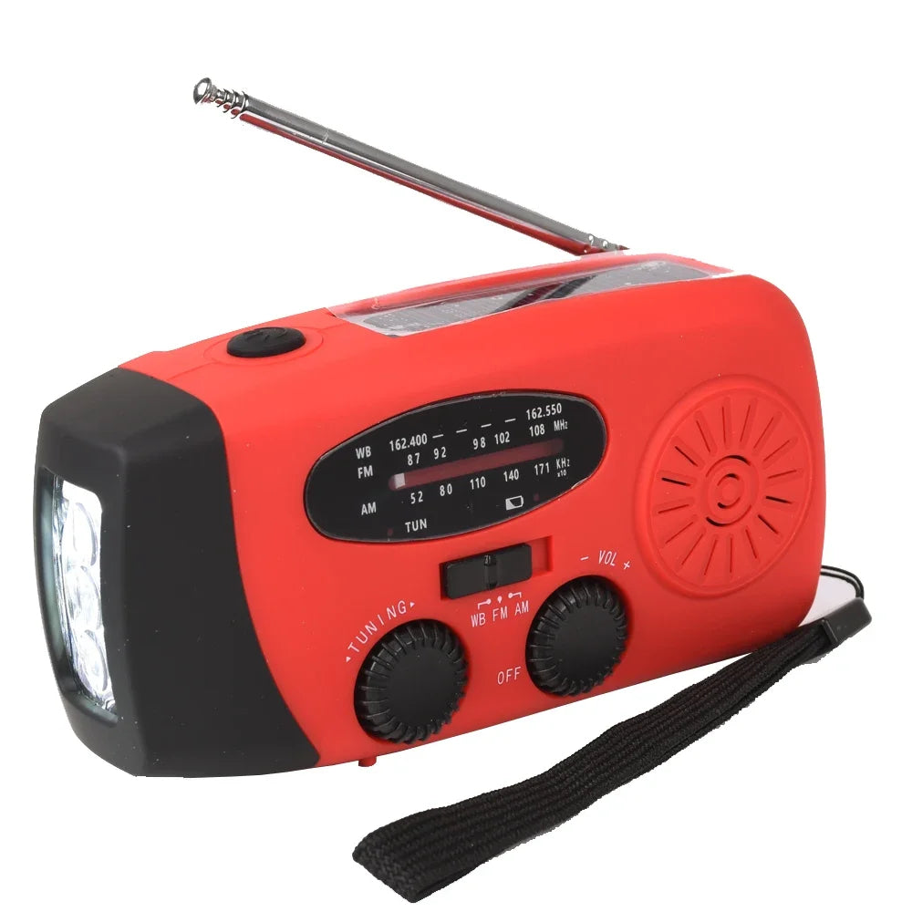 AeroVault Wind Up Radio with Solar Power Bank and Flashlight