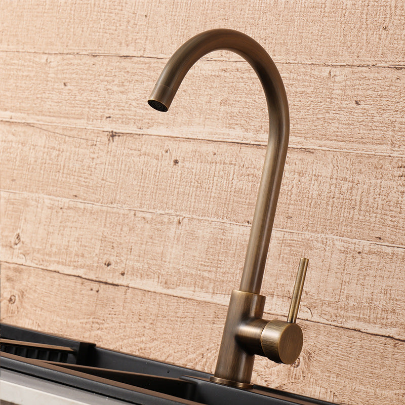 Elegant Antique Bronze Single-Handle Brass Kitchen Faucet