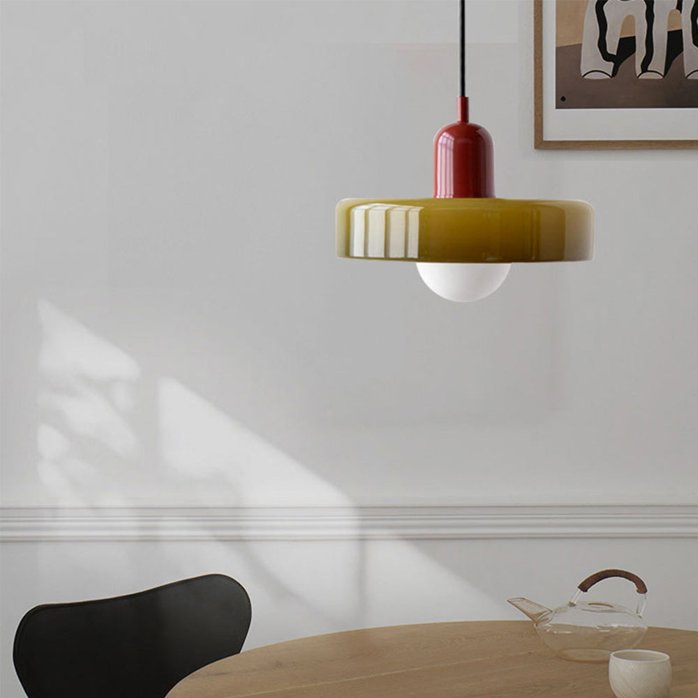 Lumora | Colored Glass Bauhaus Pendant Light For Dining