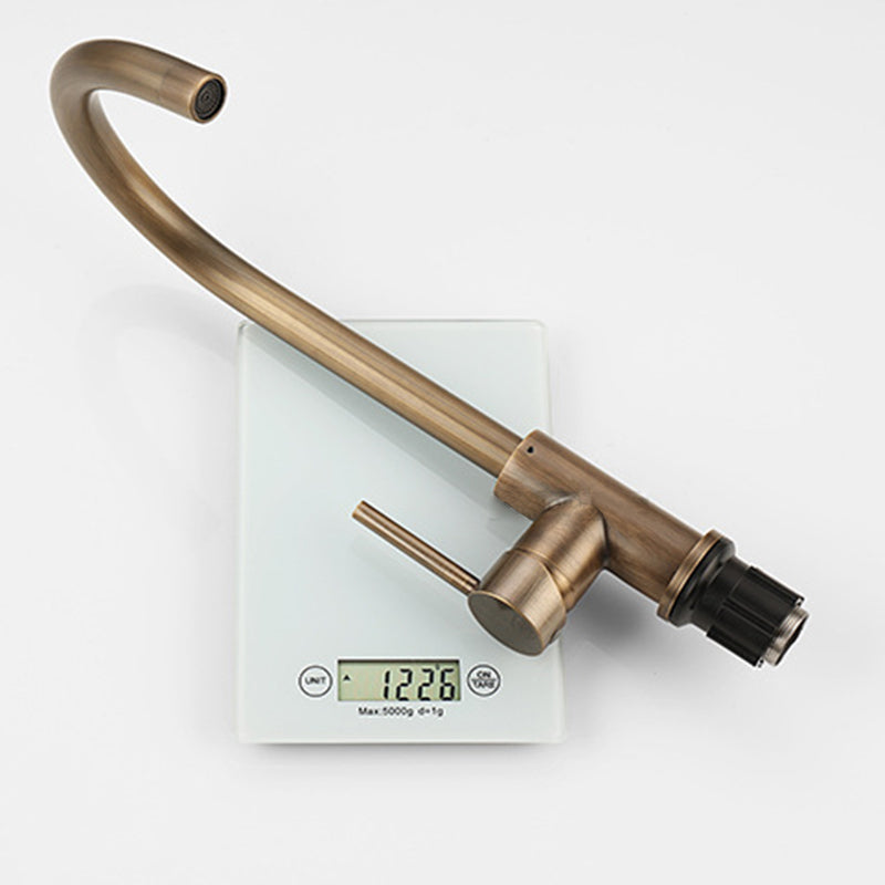Elegant Antique Bronze Single-Handle Brass Kitchen Faucet