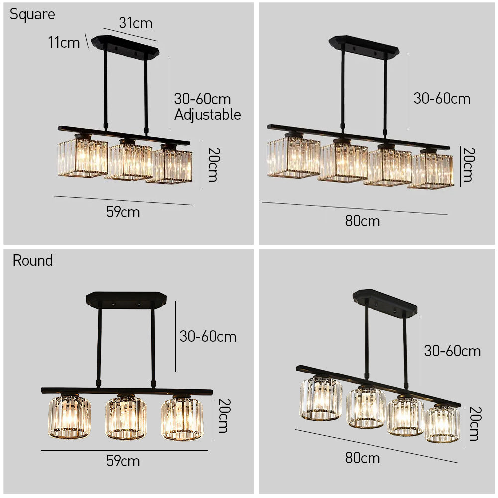 Selora Art Deco glas köksö, justerbar 3-4 lampor