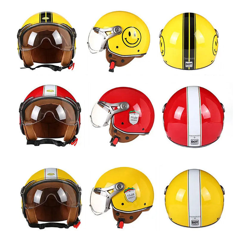 VeloNova Vintage Rennfahrerhelm mit Blasenvisier-Schutzschild