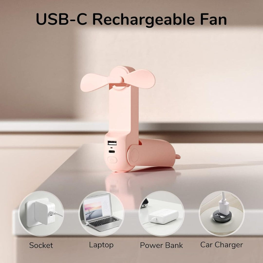 BreezyGo 3-In-1 Travel Mini Fan With LED And USB Power