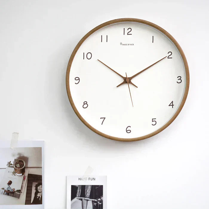QuellOak Analog Wall Clock with Silent Movement Solid Wood