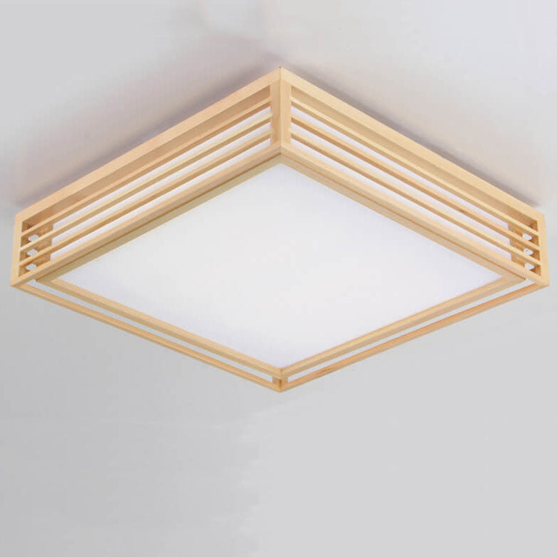 Elora LED Flush Mount Light, Dimmable, Wood And Acrylic