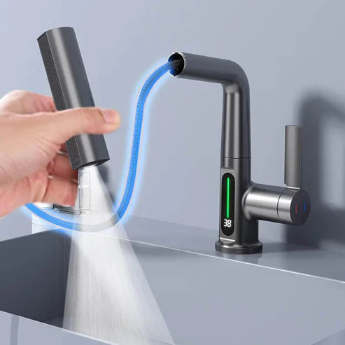 Quorra AquaFlex Pull-Out Faucet For Kitchen And Bathroom, 60cm Extendable Hose, 360 Degree Swivel, High Arc Design