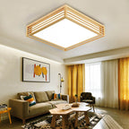 Elora LED Flush Mount Light, Dimmable, Wood And Acrylic