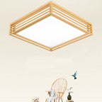 Elora LED Flush Mount Light, Dimmable, Wood And Acrylic