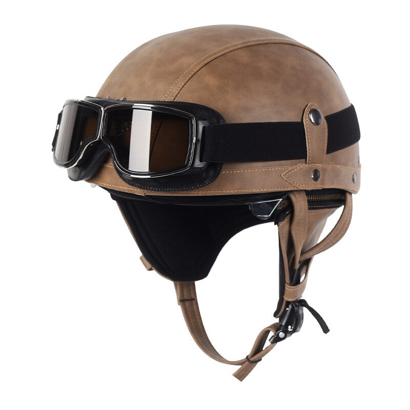 AeroGuard Vintage Moto Helmet With DOT Safety And UV Shield