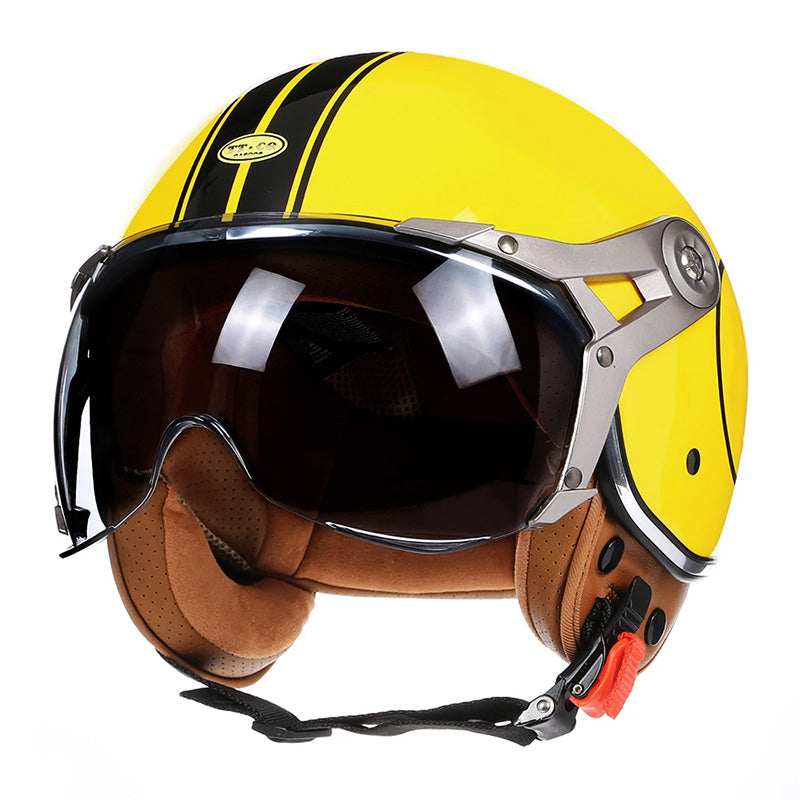 VeloNova Vintage Rennfahrerhelm mit Blasenvisier-Schutzschild