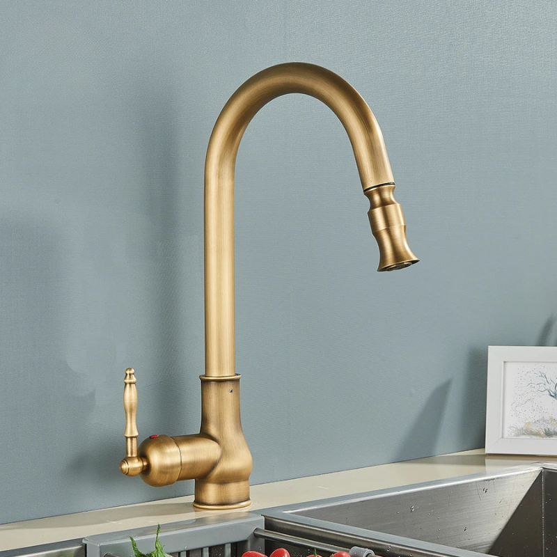 EraTap Antique Brass Kitchen Faucet with Swivel Spout