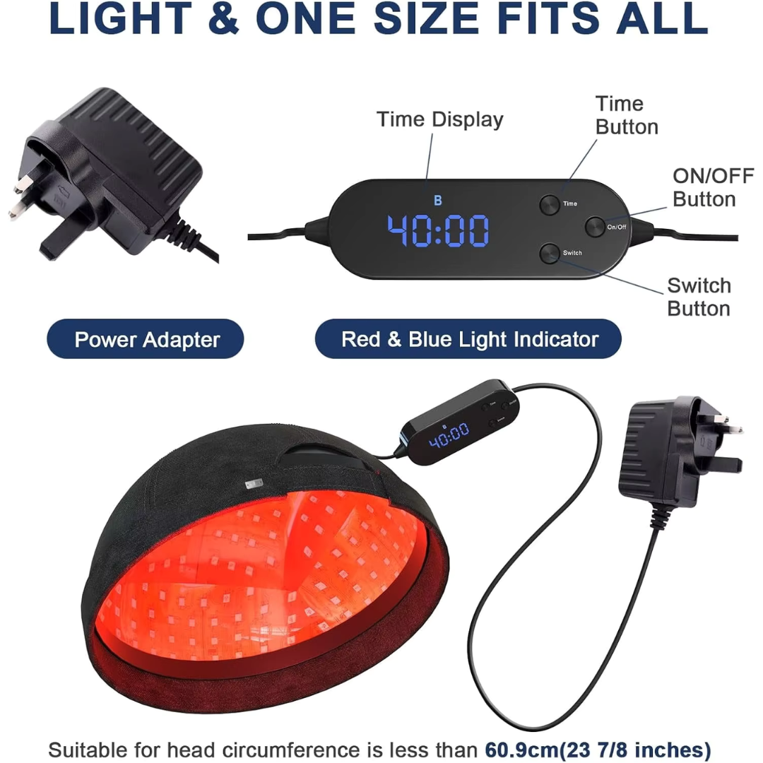 Vellora Haarwuchs-Kappe Rot- und Blaulicht-Therapiegerät