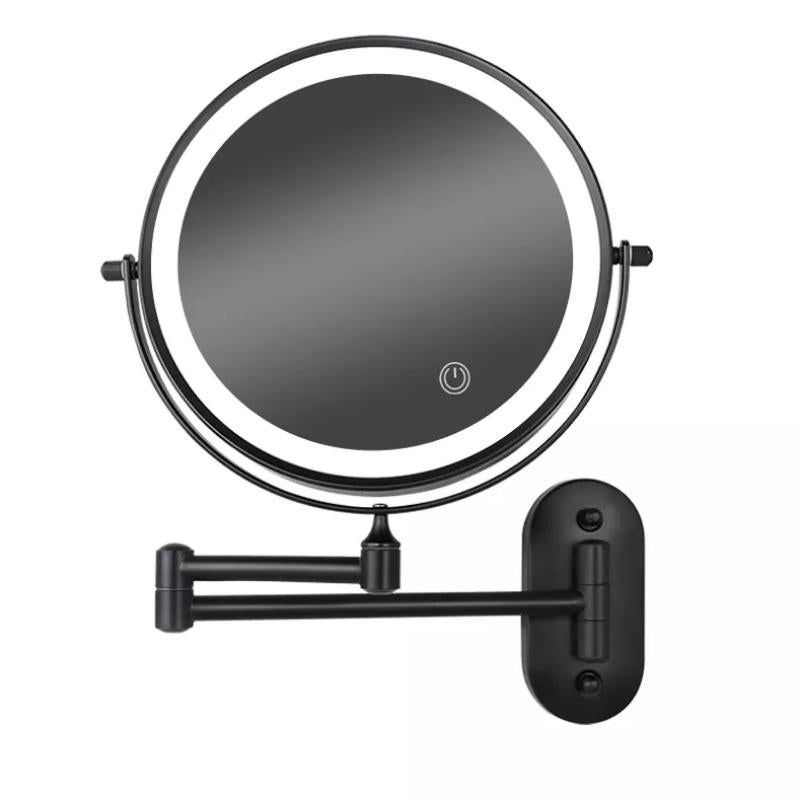Black Magnifying Makeup Vanity Mirror with Rechargeable LED