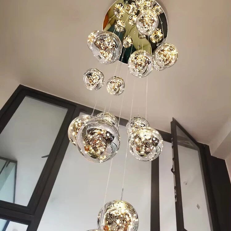 AuroraNova Glass Ball Staircase Chandelier for Stairs