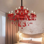Crimson Crystal Chandelier in Modern Living Room Style