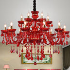 Crimson Crystal Chandelier in Modern Living Room Style