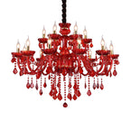 Crimson Crystal Chandelier in Modern Living Room Style