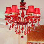 Crimson Crystal Chandelier in Modern Living Room Style