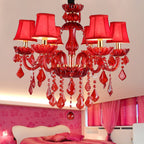 Crimson Crystal Chandelier in Modern Living Room Style