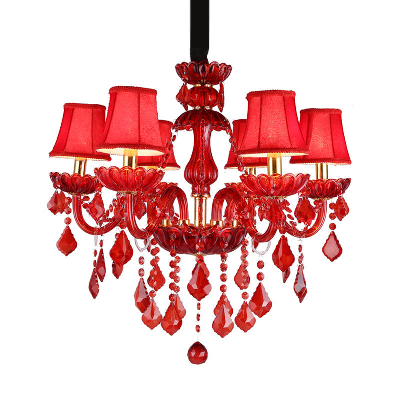 Crimson Crystal Chandelier in Modern Living Room Style